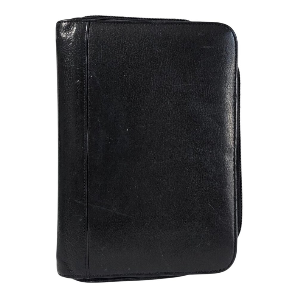 Wilsons Leather Planner Organizer Agenda 3 Ring Binder Black Zip Closure